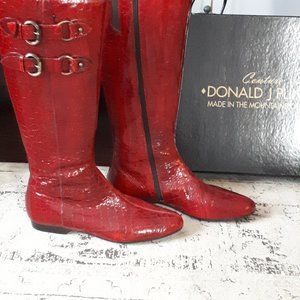 Donald J. Pliner - Red Patent leather Croc Embossed Boots